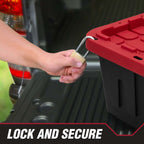 6 pack) Hyper Tough 27 Gallon Snap Lid Storage Bin, Black Base and Red Lid, Heavy-Duty Plastic Container