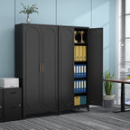 Polup Modern Tall Metal Kitchen Storage Pantry Cabinet, 75" H, Adjustable Shelves, Doors, Black