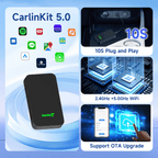 Carlinkit 5.0 Wireless Apple CarPlay Adapter, 2 in 1 Wire to Wireless CarPlay&Android Auto Dongle, 5.8Ghz Wifi, Plug&Play, Low Latency, Black