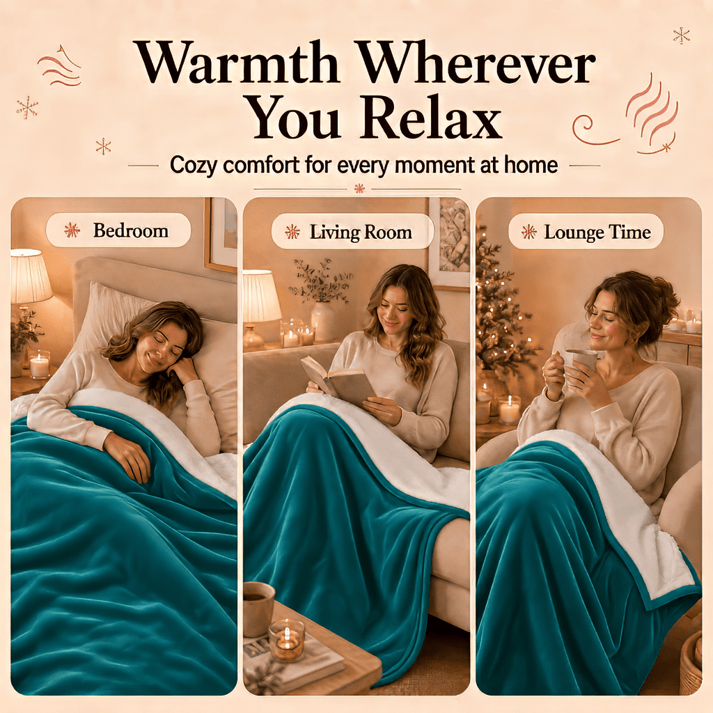 PYROEPLEEA Heated Electric Blanket Full Size 72 x 84 in, Flannel Sherpa, 6 Heat Settings, 1-12 Hour Auto Off, Machine Washable for Bed or Couch-Green