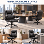 CloudRest Pro Office Chair, 400LBS Wide Seat Ergonomic Computer Desk Chair High Back Executive Leather Chair Adjustable Task Chair Lumbar Back, Black