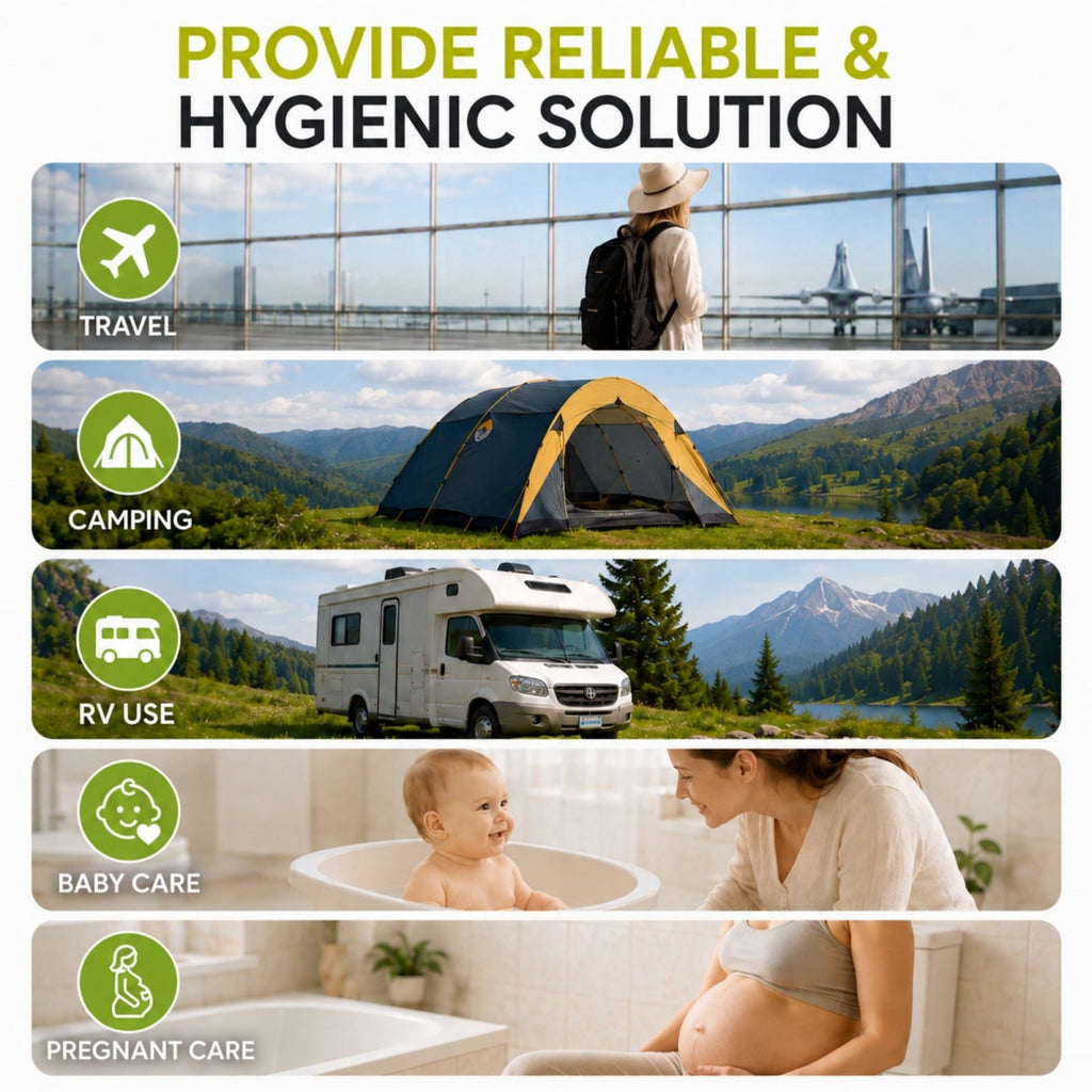 DAEX Electric Portable Bidet for Travel, Rechargeable Handheld Travel Bidet with 2.5L Water Bottle, Personal Hygiene Washer for Camping, RV and Home