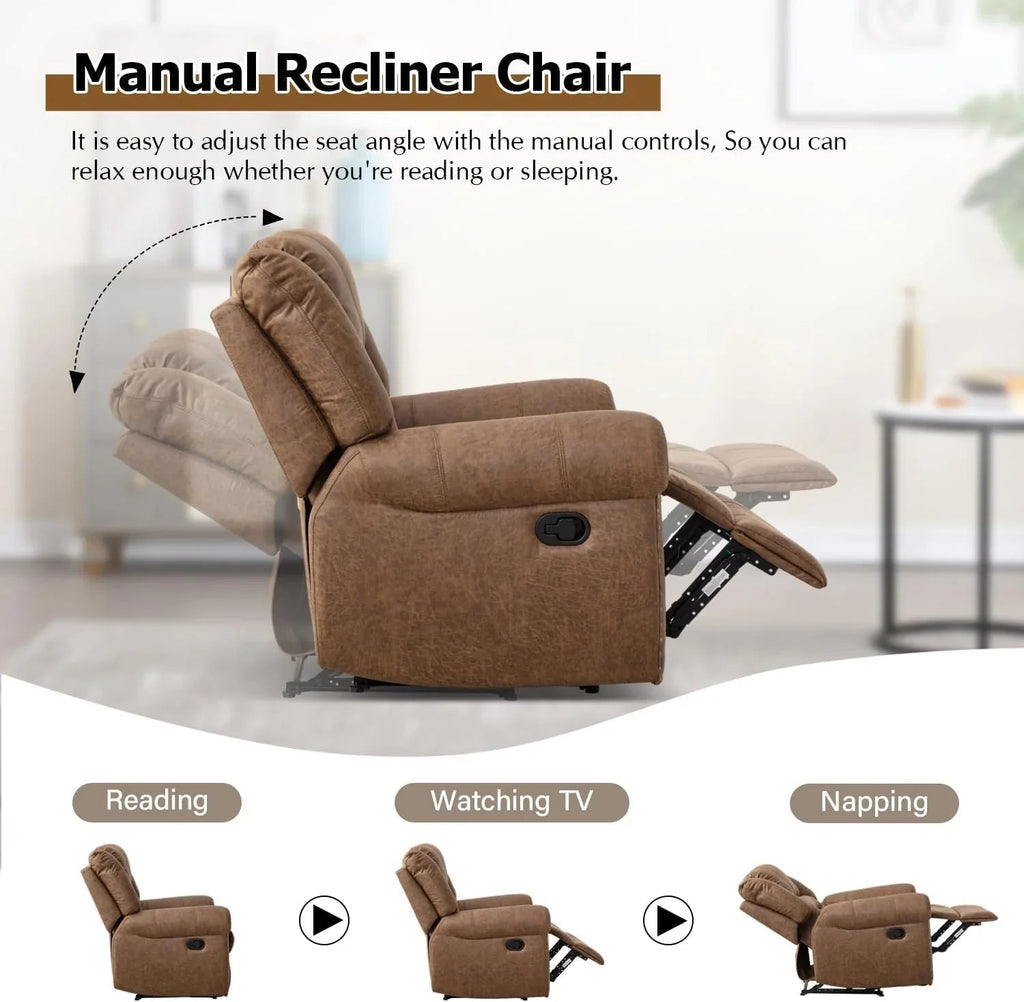 CANMOV Manual Recliner Chair, Nut Brown