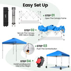 GVDV Canopy Tent, 10x10 Pop up Canopy Outdoor Shade with Wheeled Bag, Easy up Sun Shelter with Vents, Blue