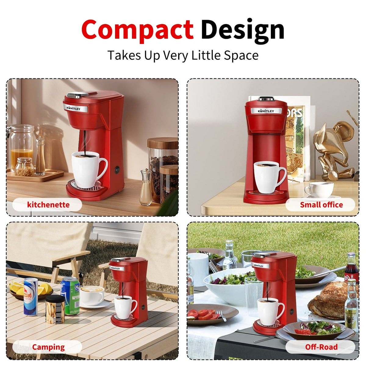 2 in 1 Single Serve Coffee Maker for K Cup Pods & Ground Coffee, Mini K Cup Coffee Machine with 6 to 14 oz Brew Sizes, Single Cup Coffee Brewer with