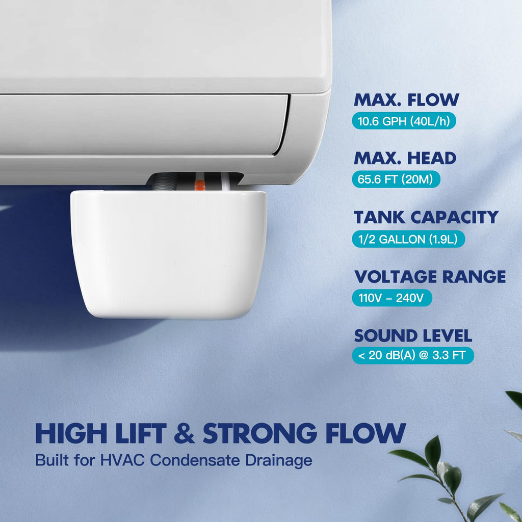 Compact Mini Split Condensate Pump, Ultra Quiet