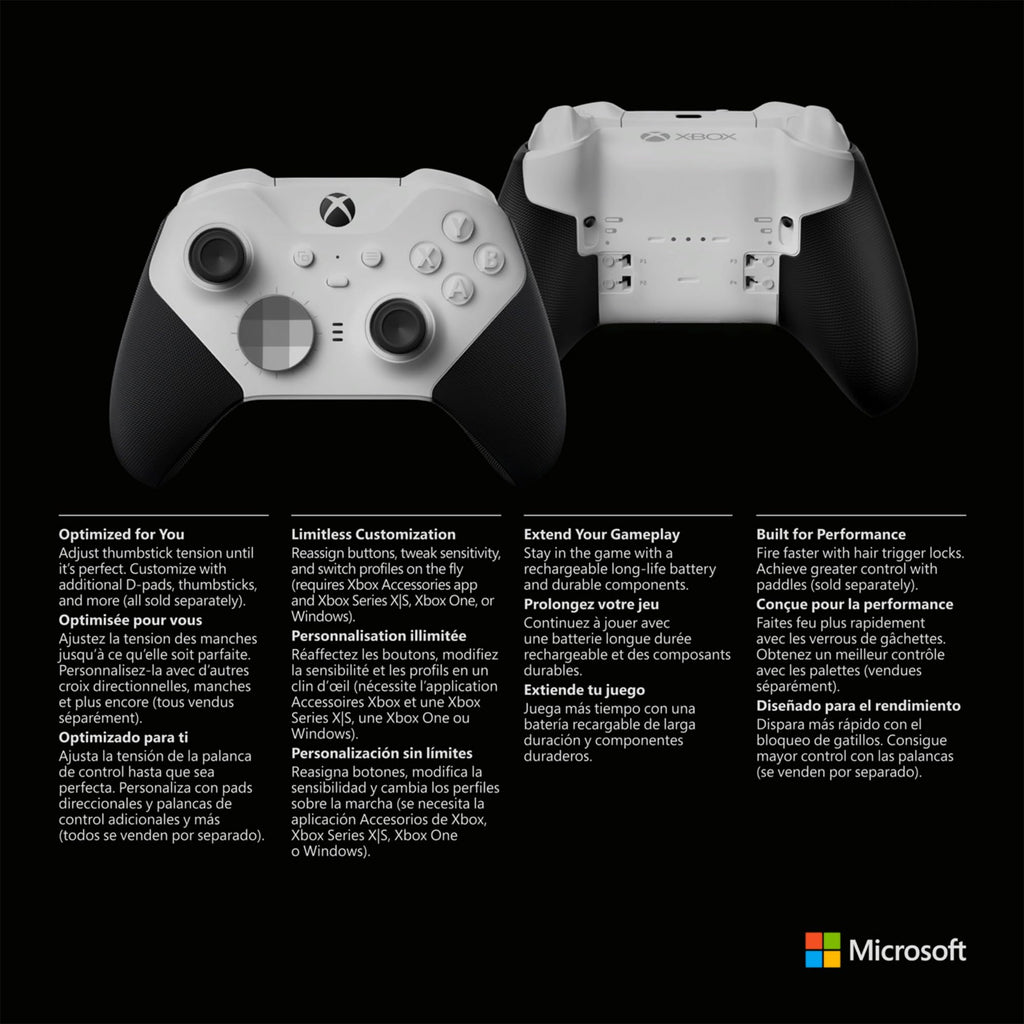 Xbox Wireless Gaming Controller | Elite Series 2 Core | White | Console, PC, and Android | Adjustable Thumbsticks | Trigger Locks