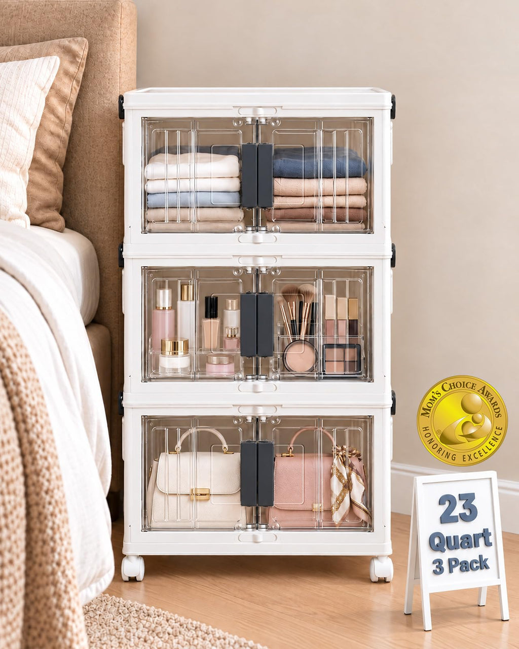 OlarHike 23QT Storage Bins with Lids for Closet, Office, Room, 3 Pack