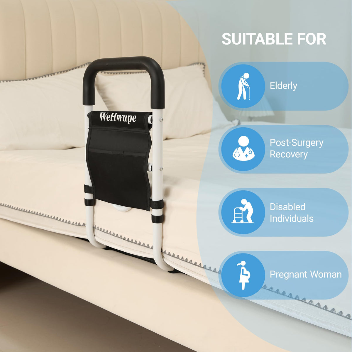 Bed Rails for Elderly Adults Safety with Bedside Storage Pocket
