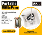 Tankless Water Heater Flushing Kit Includes 1/3HP Stainless Steel Sump Pump with Two Adapters & 3 Gallons Pail with Bucket Lid Opener & Two 1/2” Dia