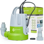 Green Expert 1/3HP Submersible Sump Pump with Water Sensor Switch, Low Water Last-Inch Drain Pump, 2000GPH Automatic/Manual Water Removal for Flooded