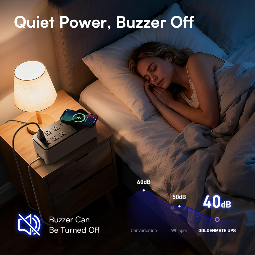 GOLDENMATE 600VA/360W Lithium UPS Battery Backup and Surge Protector