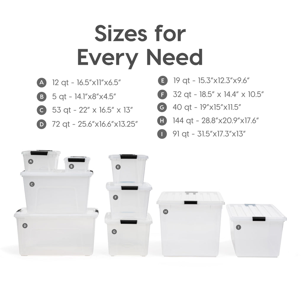IRIS USA 6-Pack 54 Quart Storage Bins with Lids, Clear