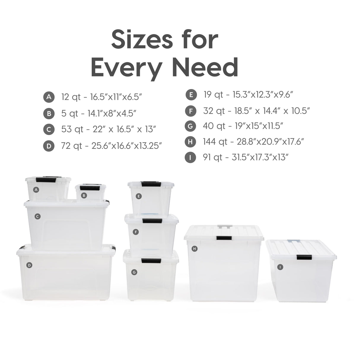 IRIS USA 6-Pack 54 Quart Storage Bins with Lids, Clear