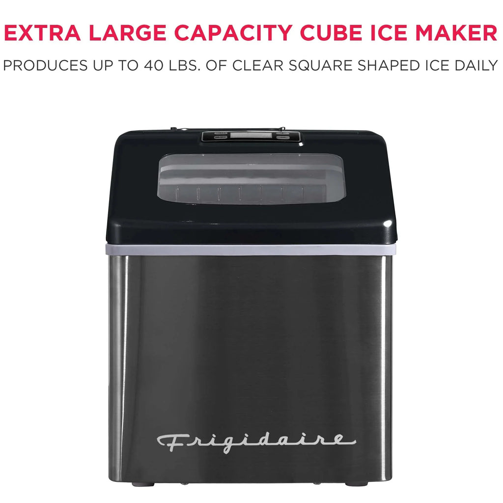 Frigidaire Countertop Clear Square Ice Maker, 40 lbs. Per Day - Stainless Steel