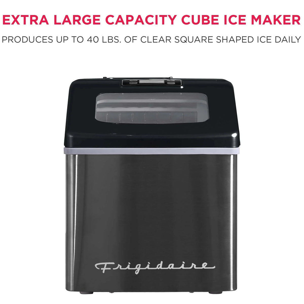 Frigidaire Countertop Clear Square Ice Maker, 40 lbs. Per Day - Stainless Steel