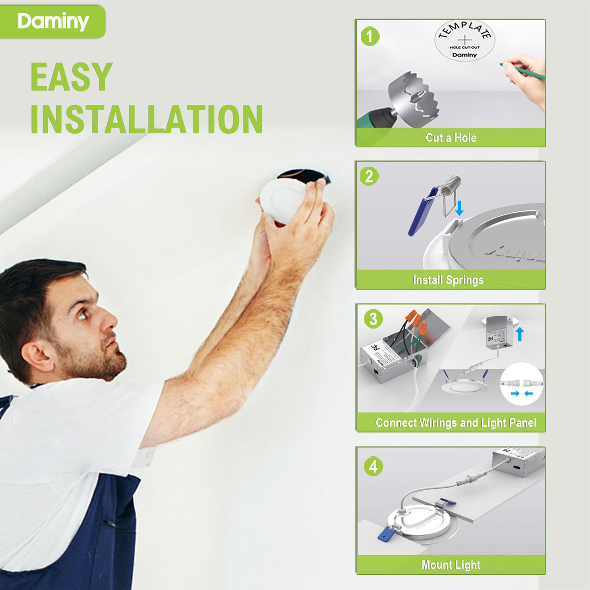DAMINY 12 Pack 6 Inch LED Recessed Lighting, Canless Wafer Downlight