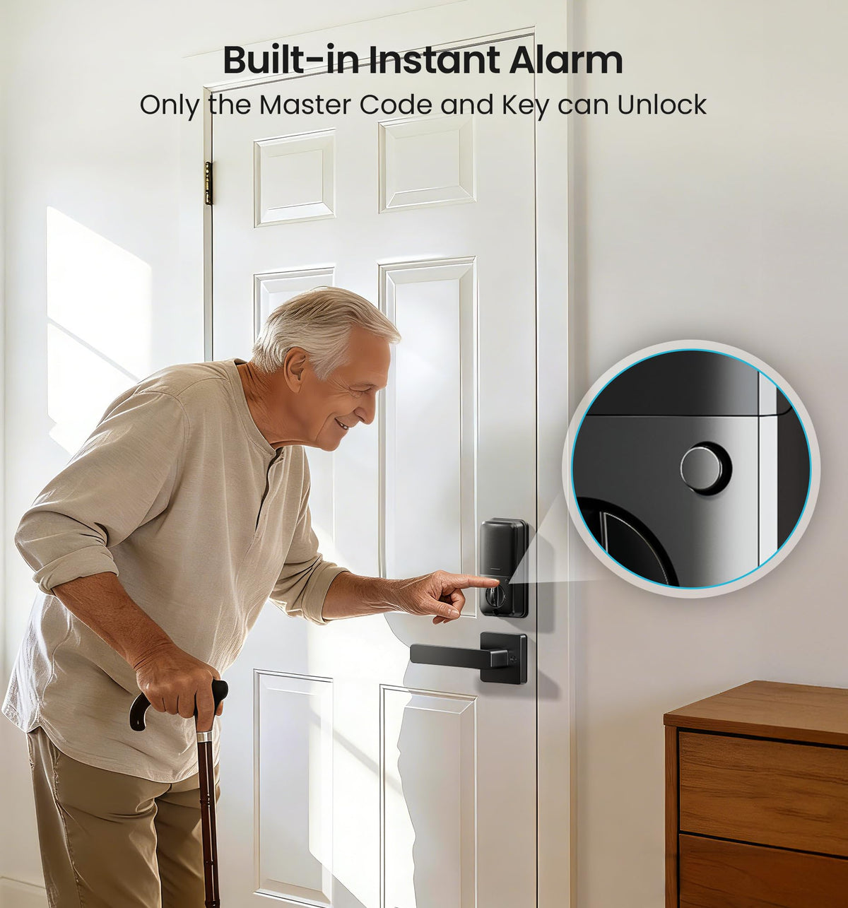 Veise VE06-L Smart Deadbolt Lock with 2 Lever Handle Set, Matte Black
