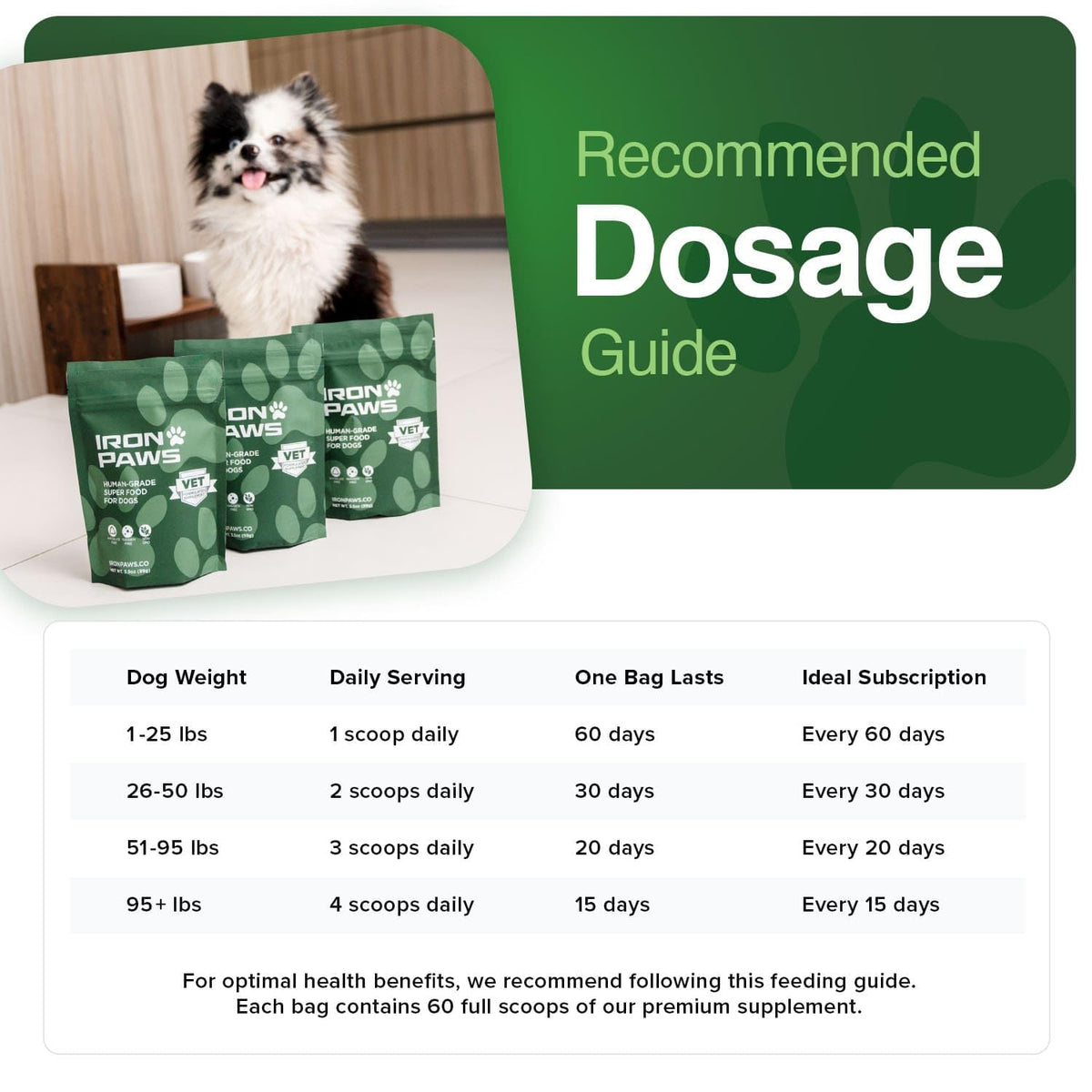 Human-Grade Superfood for Dogs, Premium Greens Powder Supplement for Dental Health, Longevity, Hip & Joint, Gut Health, Allergies, Immune Support