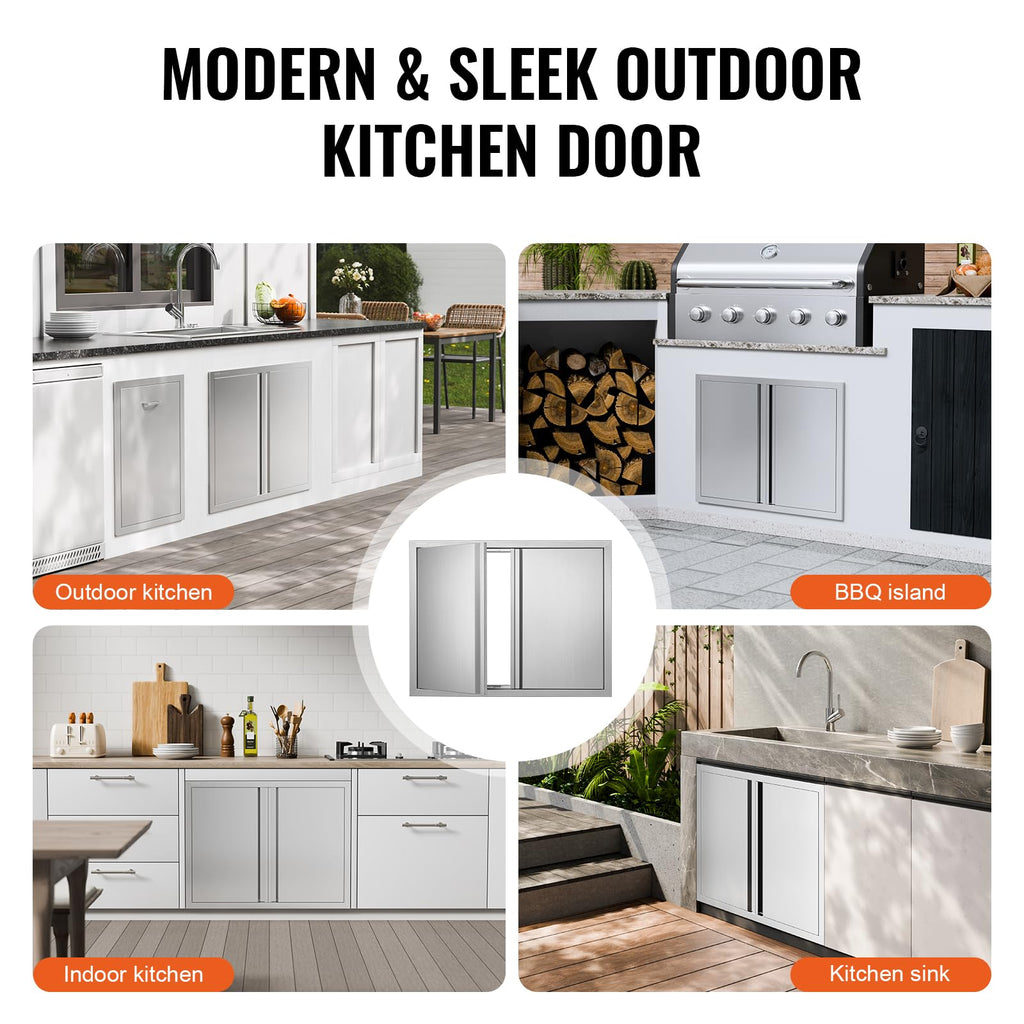 VEVOR BBQ Access Door 31" W x 24" H Double Outdoor Kitchen Vertical Door