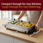 Elite Gourmet 7.5 Qt Triple Buffet Server & Food Warmer, 3 x 2.5 Qt Trays