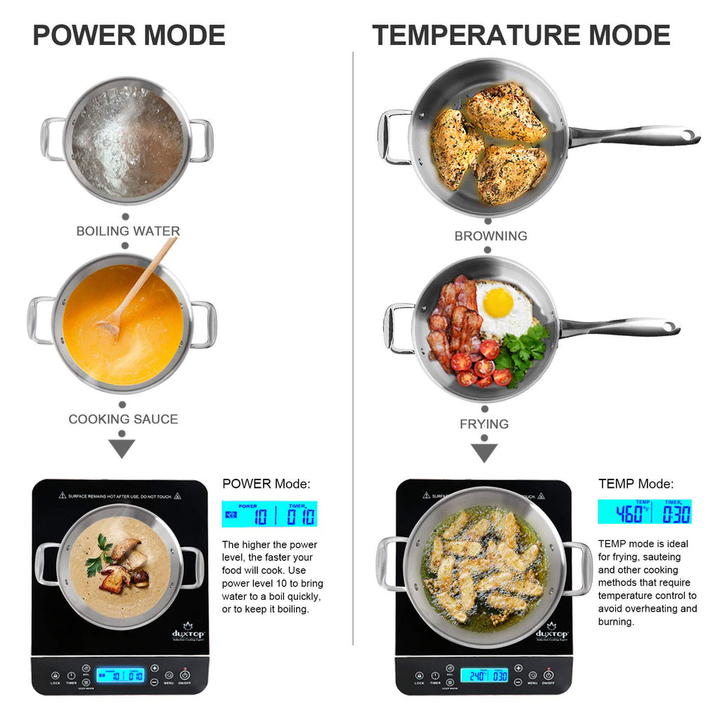 Duxtop Portable Induction Cooktop, Countertop Burner 1800W Silver 9600LS