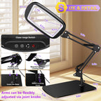 10X 30X Extra Large Magnifying Glass with Light and Stand 7-inch