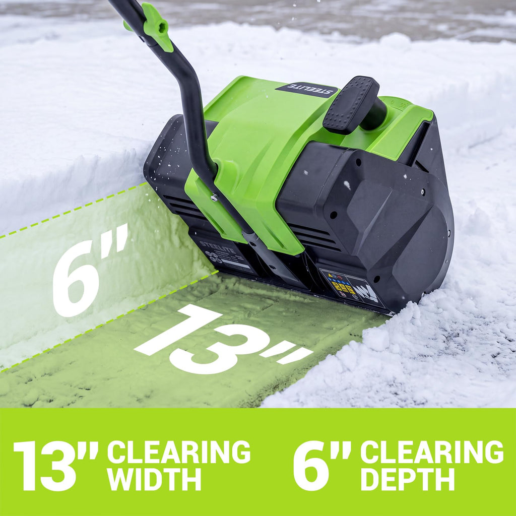 20V Cordless Electric Snow Shovel, 13-Inch, 2×4.0Ah Batteries & Charger