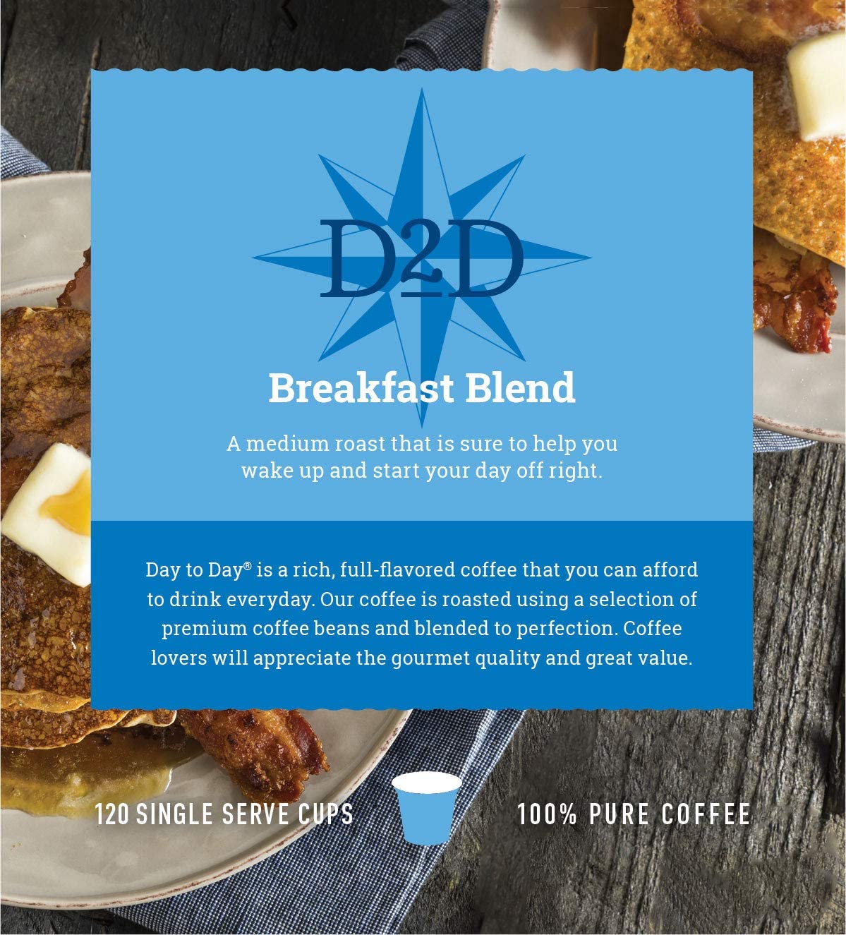 Day To Day Coffee Pods, Breakfast Blend Medium Roast, 120 Count K-Cup