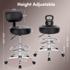 SUPERJARE Drafting Chair with Backrest, Adjustable Foot Rest Rolling Stool