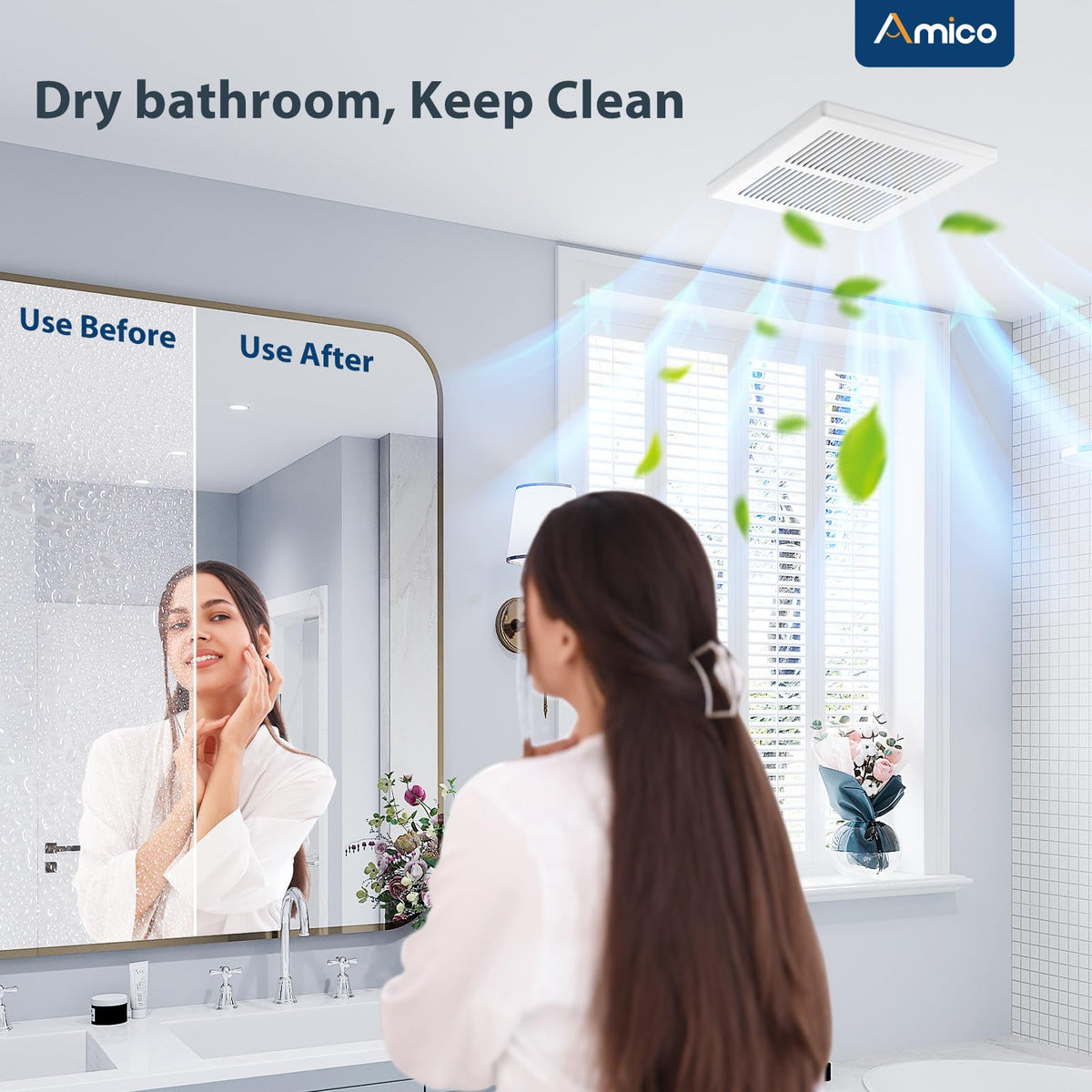 Amico Bathroom Exhaust Fan 2 Pack, 80 CFM, 1.0 Sones - UL Certified