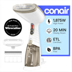 Conair Steamer for Clothes & Upholstery, Handheld, 3 Attachments, White