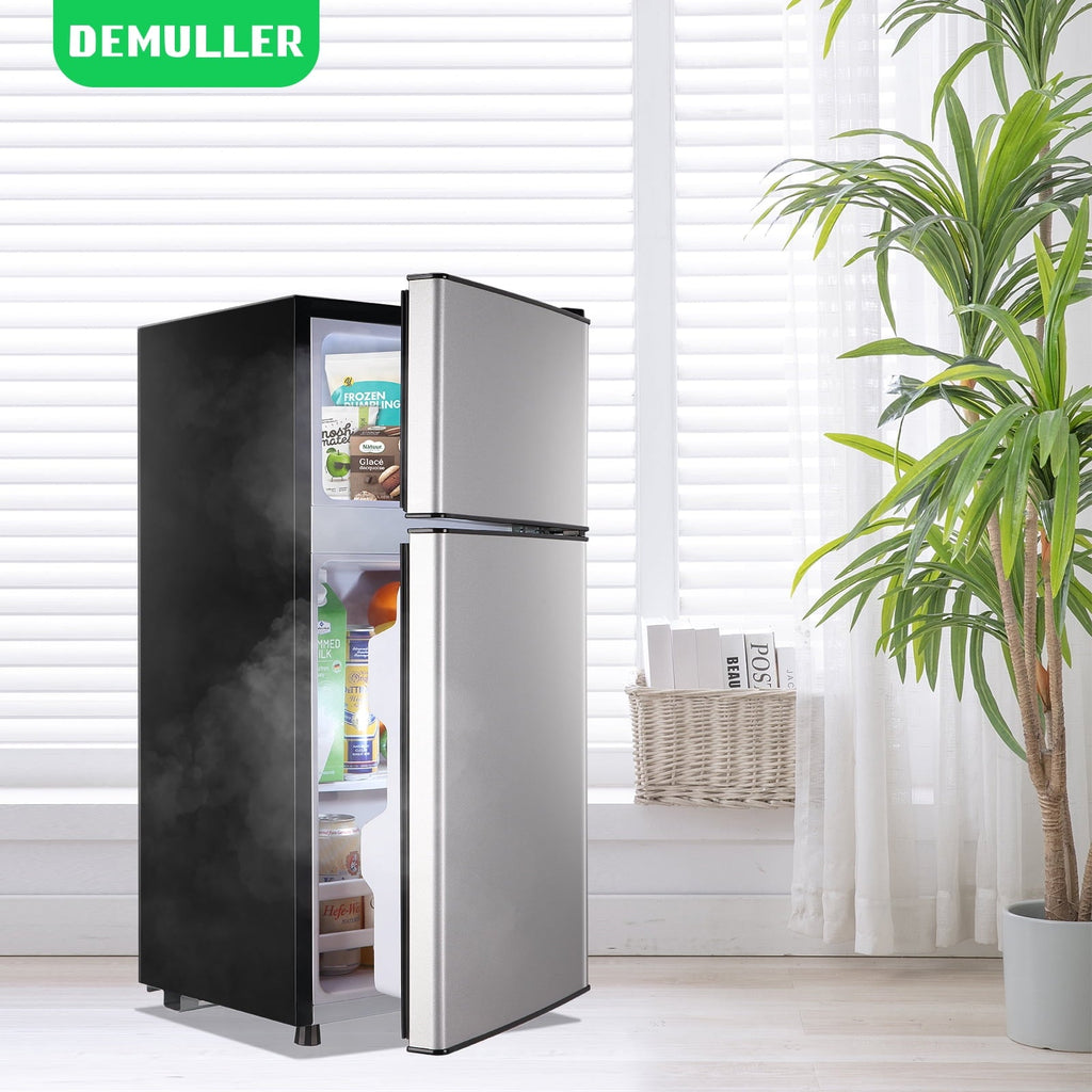 DEMULLER 2.4 Cu.ft Mini Refrigerator Small Fridge with Freezer Dual Door Fridge New Silver