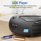 Portable CD Player Boombox with Bluetooth, AM/FM Radio & USB