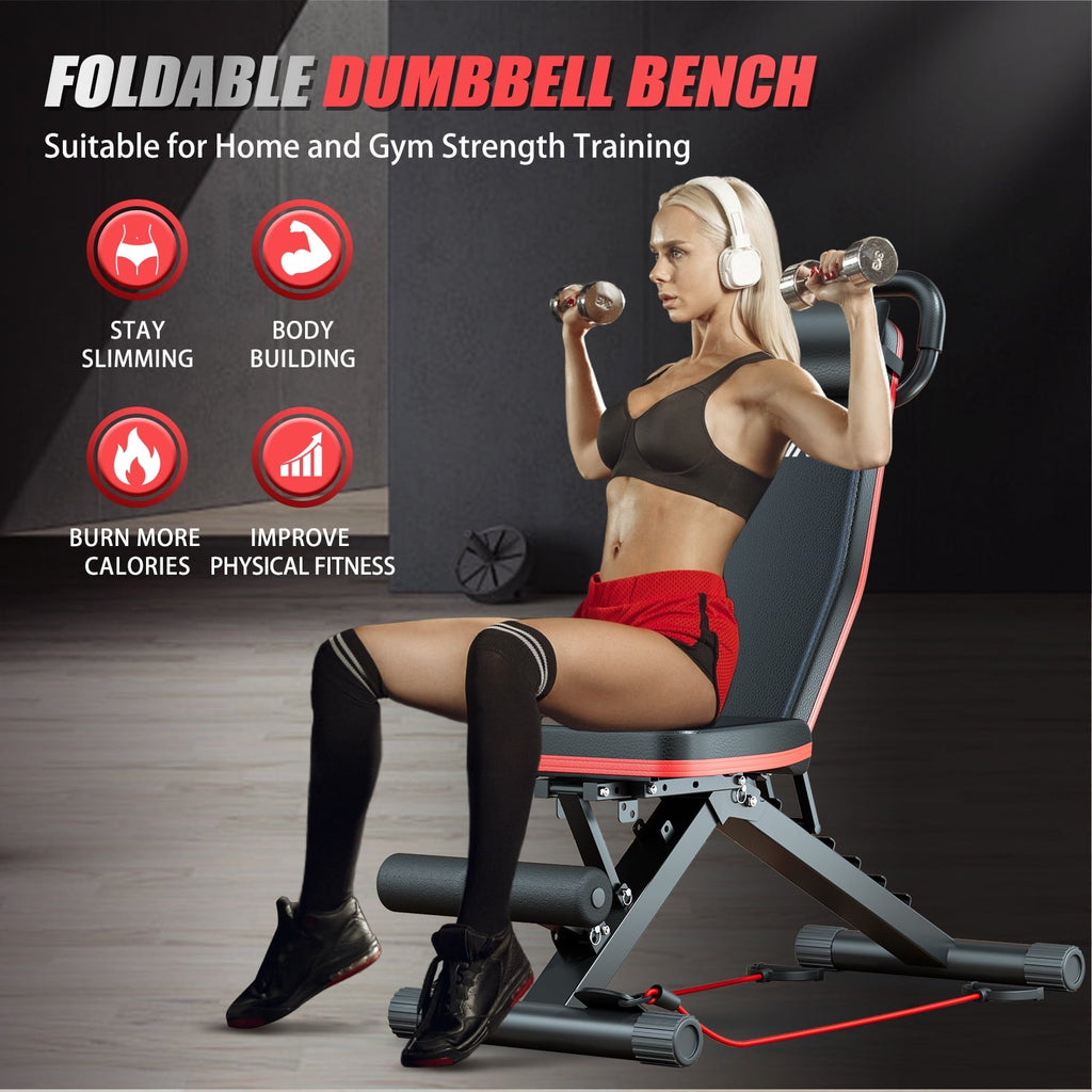 BAOKALER Weight Bench with U Shape Handle, Workout Bench with Resistance Bands, Bench Press, 1000 lbs