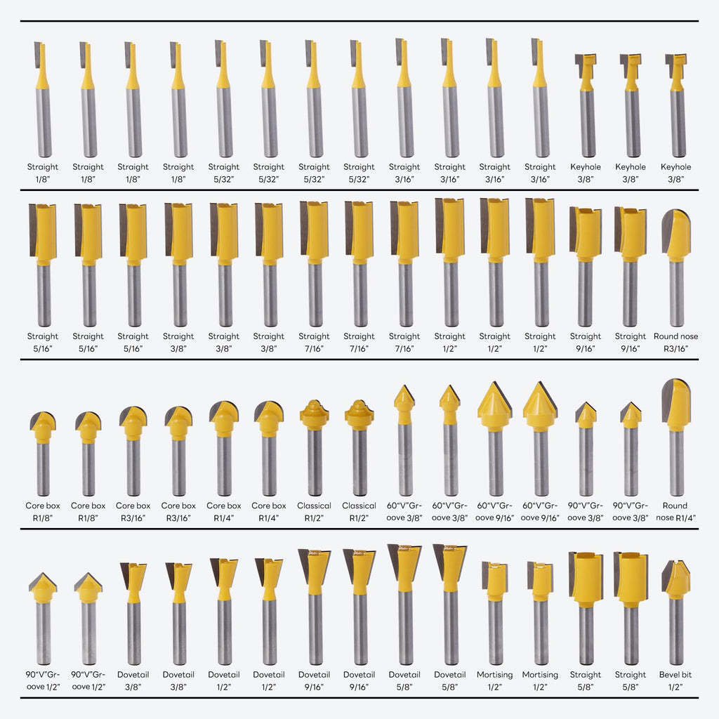 100 Pieces Router Bit Set Router Bits 1/4 Inch Shank
