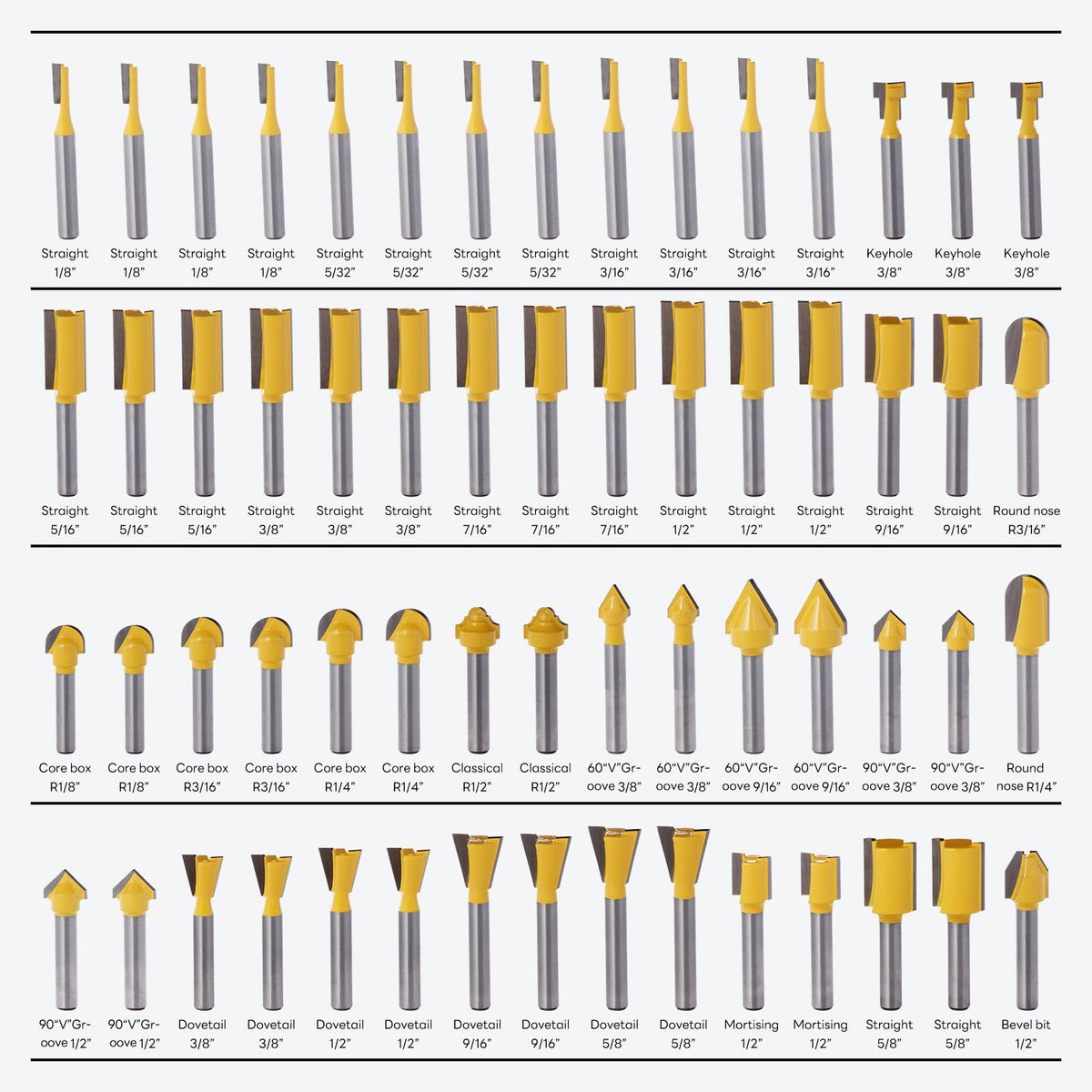 100 Pieces Router Bit Set Router Bits 1/4 Inch Shank