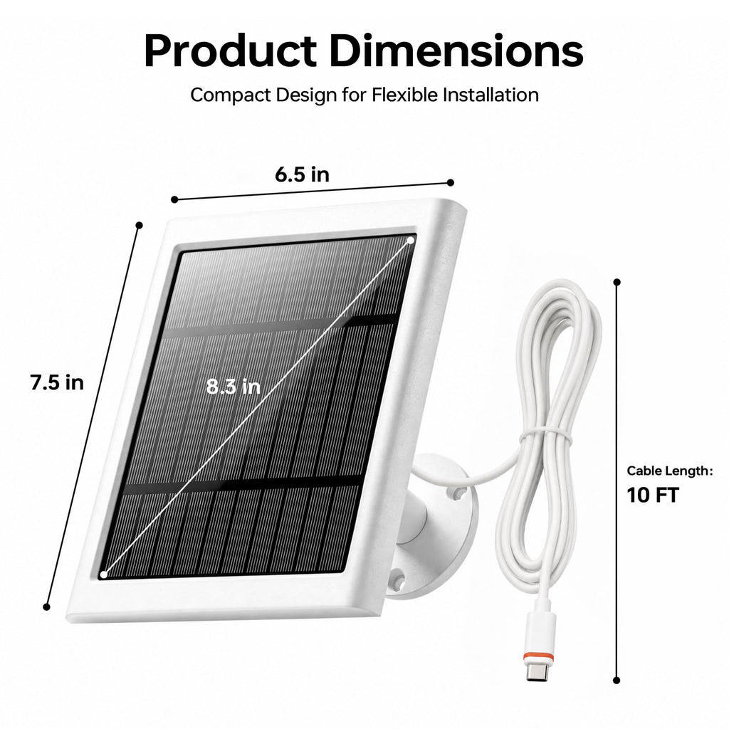 Solar Panel for Ring Camera, 2 Pack 4W Solar Charger with 10FT Cable, USB-C to Barrel Plug Adapter, Compatible with Ring Stick Up Cam Battery/Pro