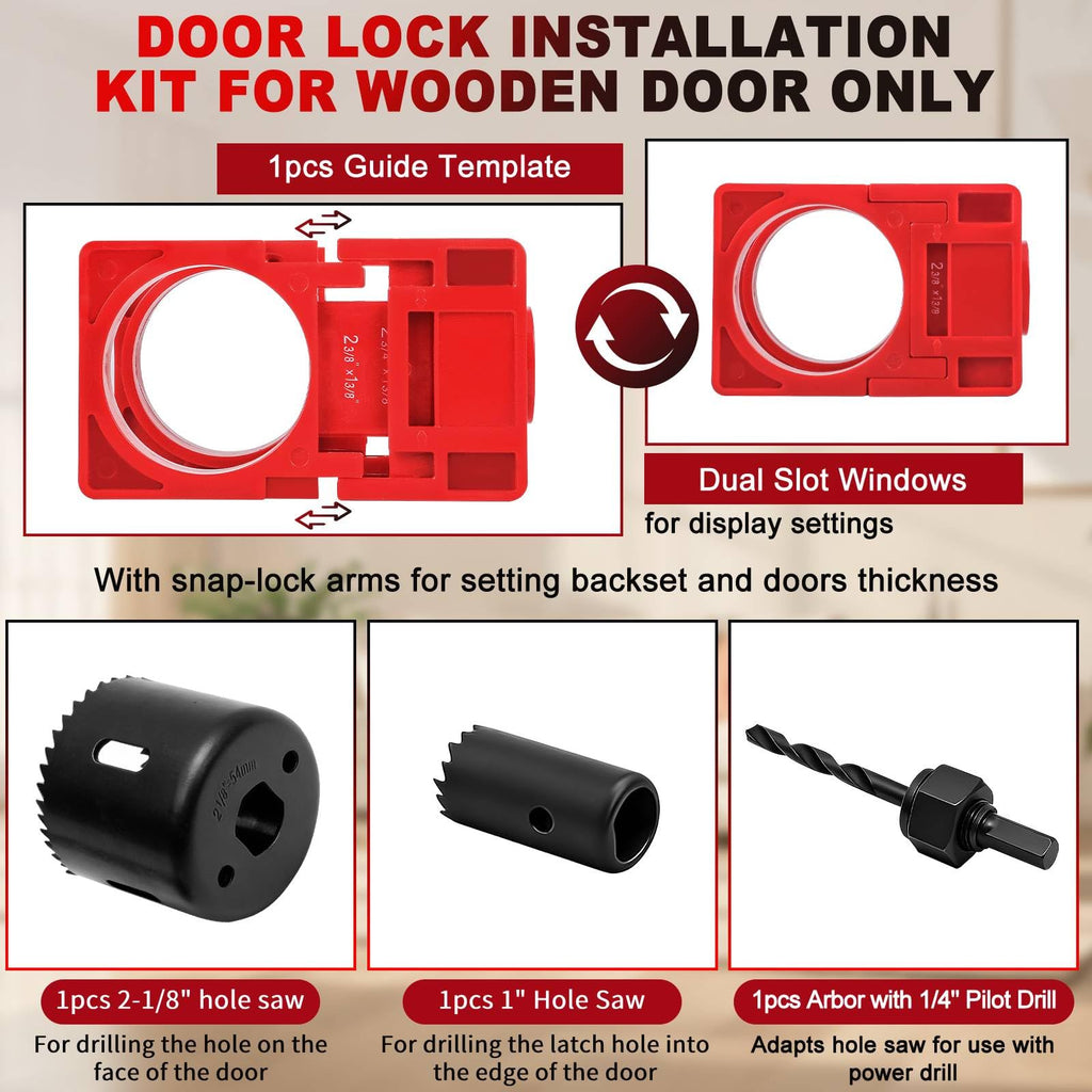 Door Hinge Jig, Door Hinge Template Kit for Router, Door Lock, Latch Kit