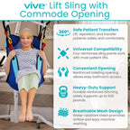 Vive Patient Lift Sling with Opening (400lb Capacity) - Lifting Aid Straps