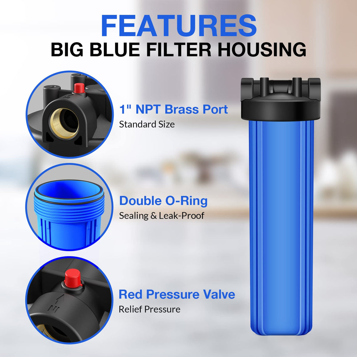 SimPure DB20P 20" *4.5" Whole House Sediment Water Filter Housing