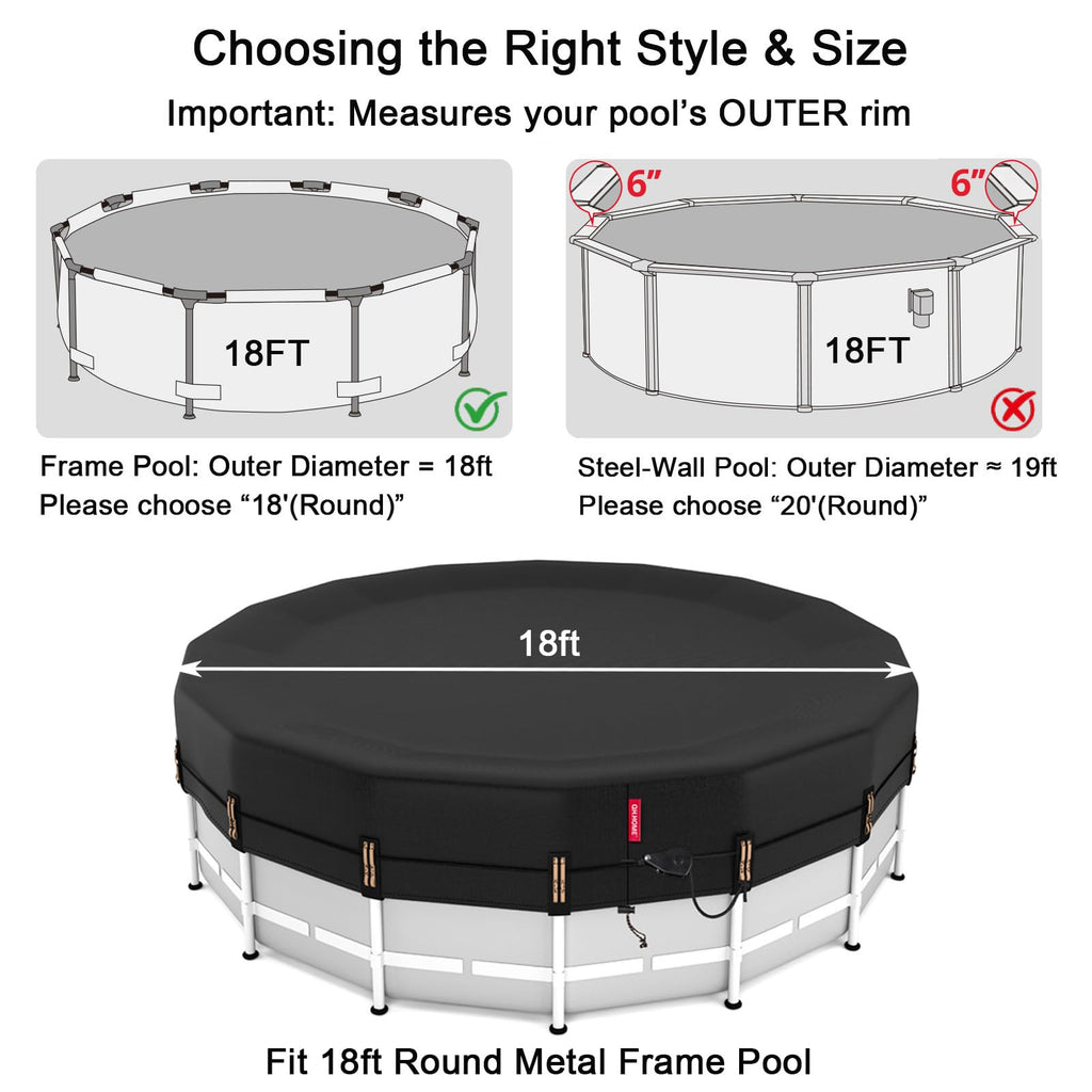 18ft Winter Pool Cover,Windproof Patented Ratchet&Heavy Duty Fabric