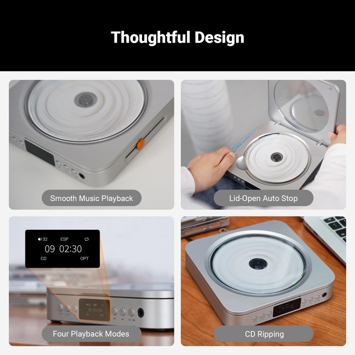 Fosi Audio Merak CD Player Portable Home Audio Desktop HiFi Without Speaker
