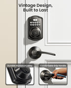 Veise KS01B Keypad Door Lock with 2 Lever Handles Set, Matte Black