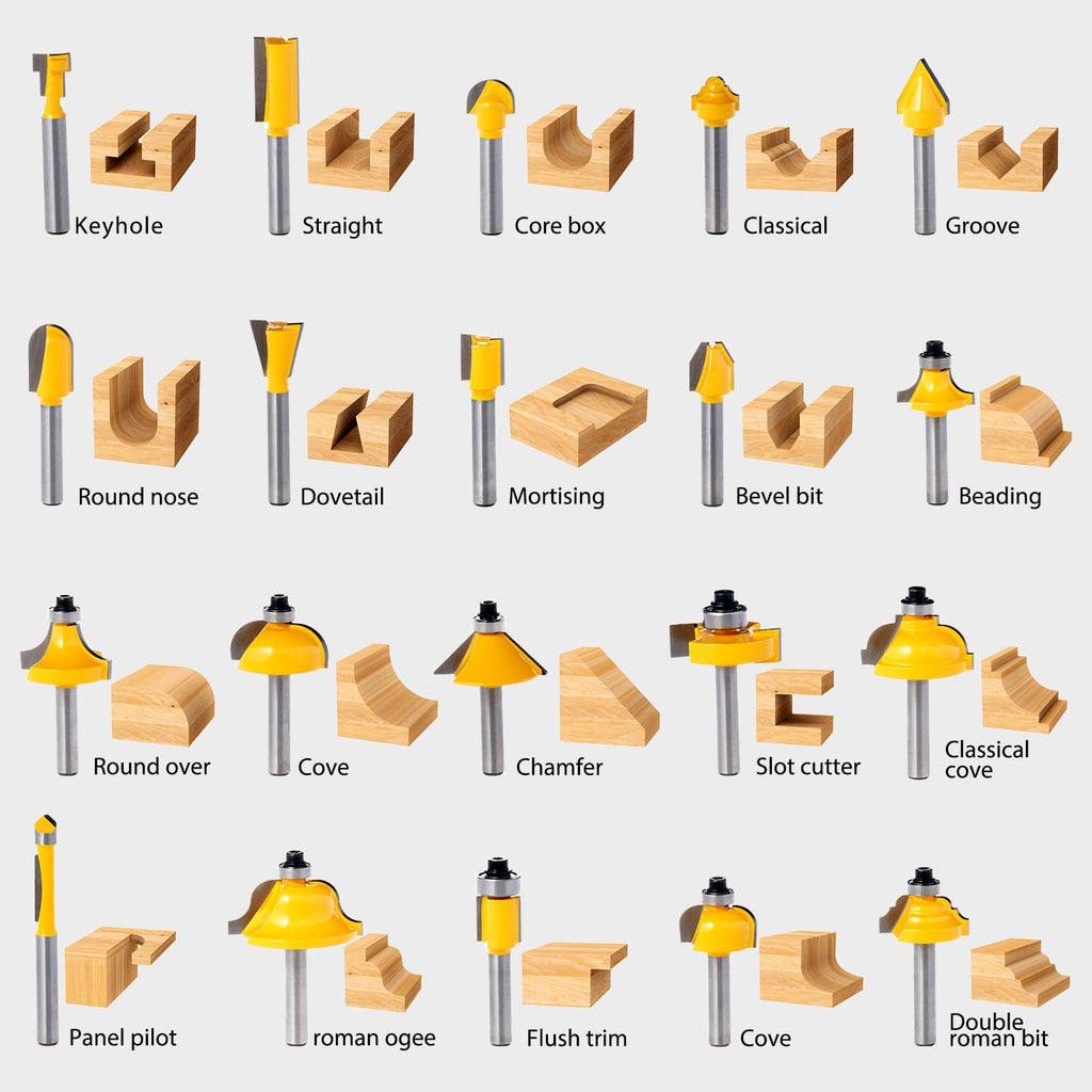 100 Pieces Router Bit Set Router Bits 1/4 Inch Shank