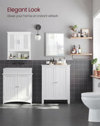 VASAGLE Bathroom Floor Storage Cabinet, 2 Doors , Cloud White