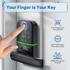 Keypad Smart Door Lock with Handle: Kucacci Keyless Entry Fingerprint Lock - Digital Code Handle with Keypad - Electronic Smart Knob for Front Door