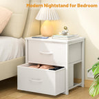 2-Pack Stackable Storage Drawers (4 Drawers Total), White Closet Organizer with Wooden Top & Metal Frame, Freestanding or Stackable Dresser for