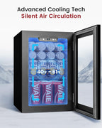 Feelfunn 24 Can Beverage Refrigerator,18L Mini Fridge, Black