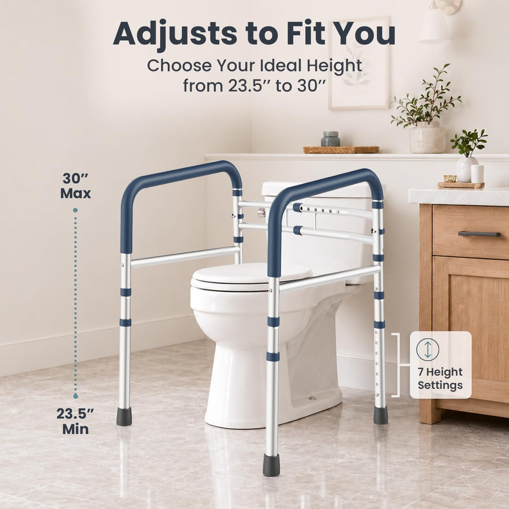 PELEGON Toilet Safety Rails (350 lb) - Adjustable Toilet Safety Frame & Rails, Toilet Safety Rail for Elderly Adults, Toilet Handles for Seniors